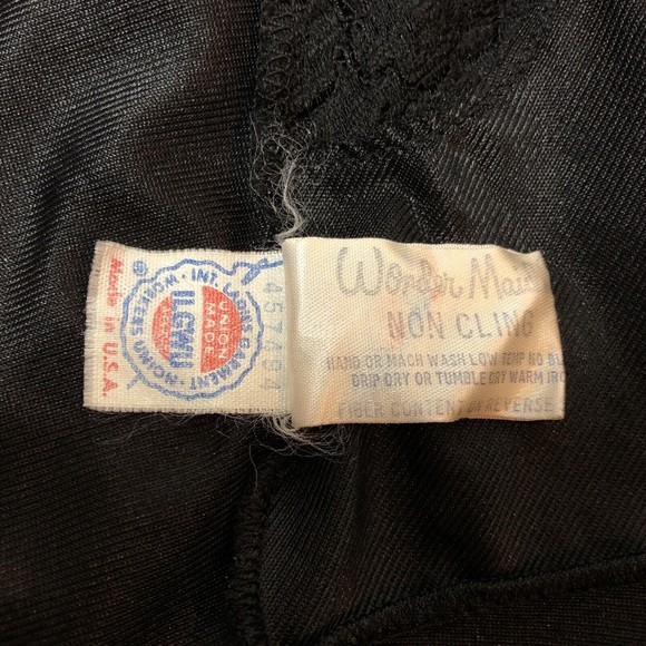 Vintage Wonder Maid Full Slip Size 34 Black Silky Nylon Rayon Lace Non Cling - Picture 4 of 9